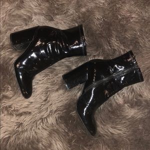 Steve Madden Black Patent Booties